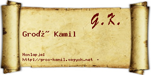 Groó Kamil névjegykártya